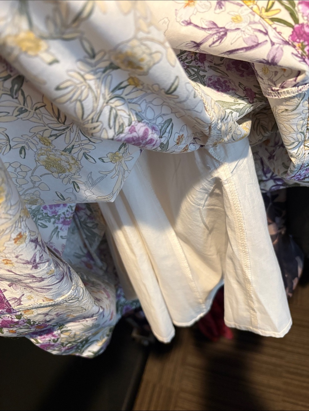 Maeve White Floral Sundress with Purple and Yellow Blooms - Picture 3 of 4